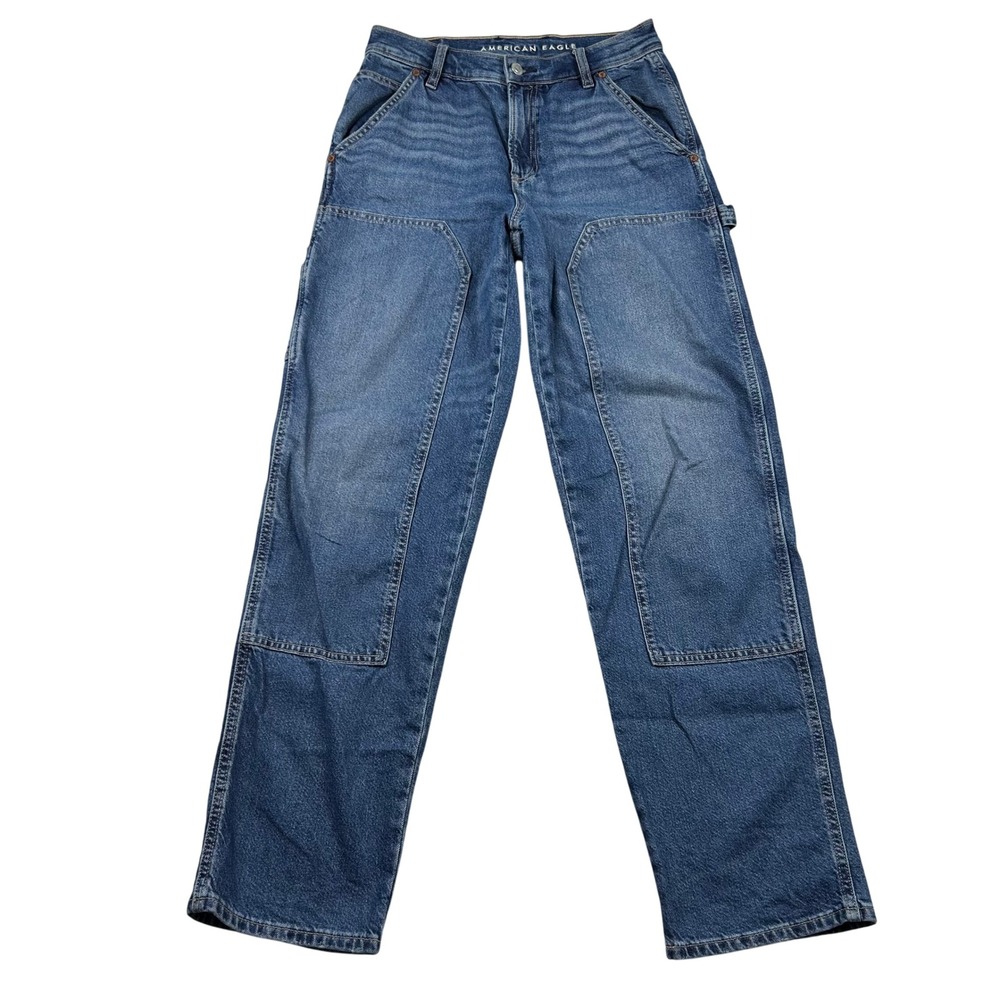 American Eagle Jeans Womens 2 Double-Knee Super High-Rise Baggy Carpenter Grunge